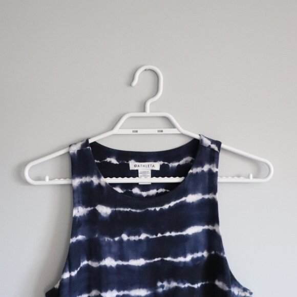 Athleta Women's Sz M Blue Santorini Thera Tie Dye Sleeveless Mini Stretch Dress - Picture 3 of 10